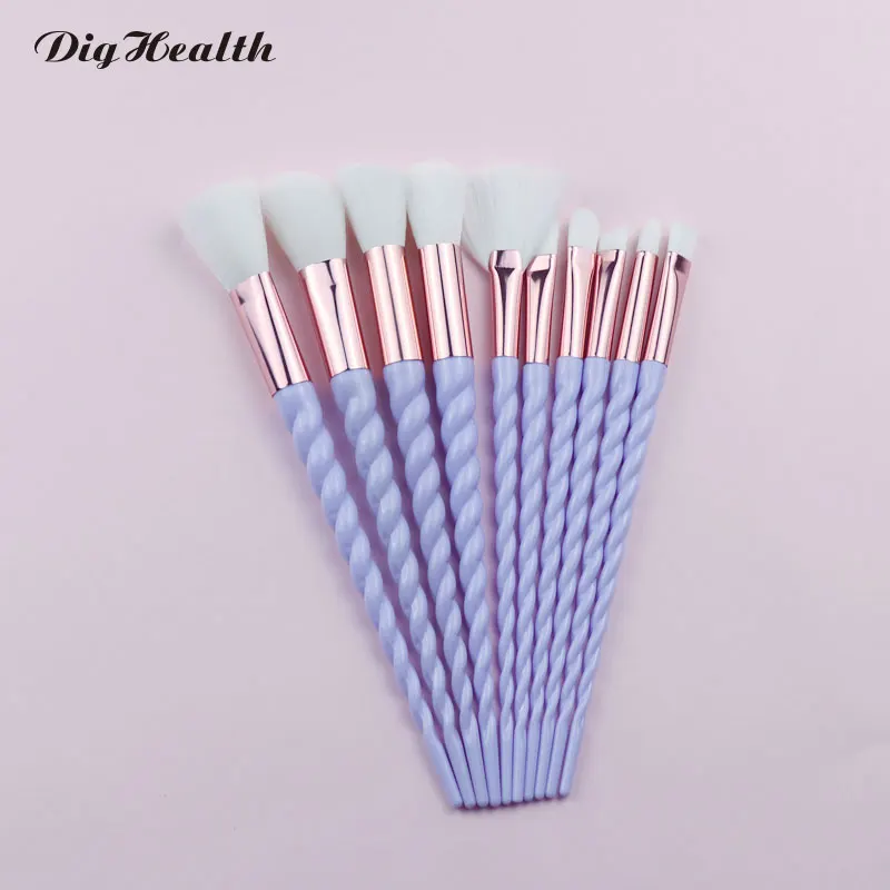 Purple Dighealth кисти для макияжа 10 шт. основа для макияжа лица Косметическая пудра для смешивания теней для век Карандаш для глаз ресниц кисти для макияжа бровей высокое качество - Handle Color: Purple