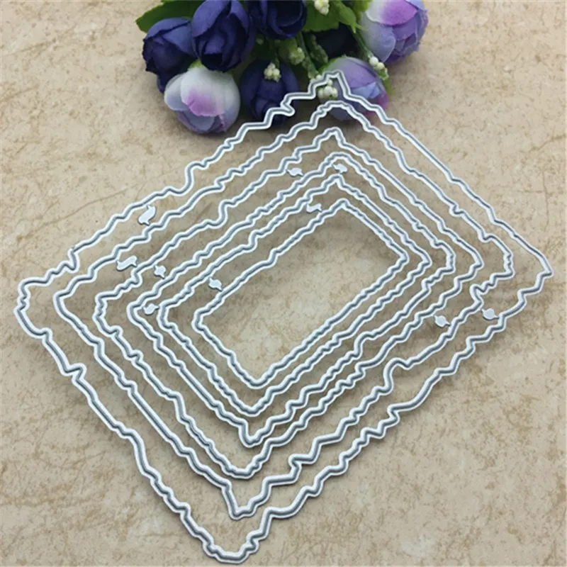 

6pcs/Set Vintage Torn Rectangle Metal Cutting Dies DIY Box Scrapbooking Paper Stencil Card Decorative Craft Embossing Die Cuts