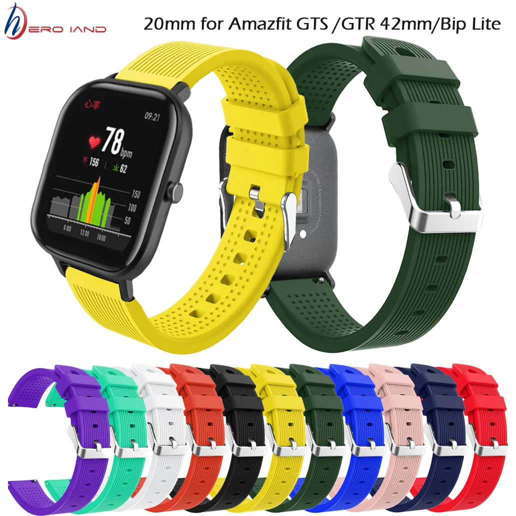 Ремешок силиконовый для смарт часов Xiaomi Huami Amazfit GTS / GTR 42 мм/Bip Lite 20