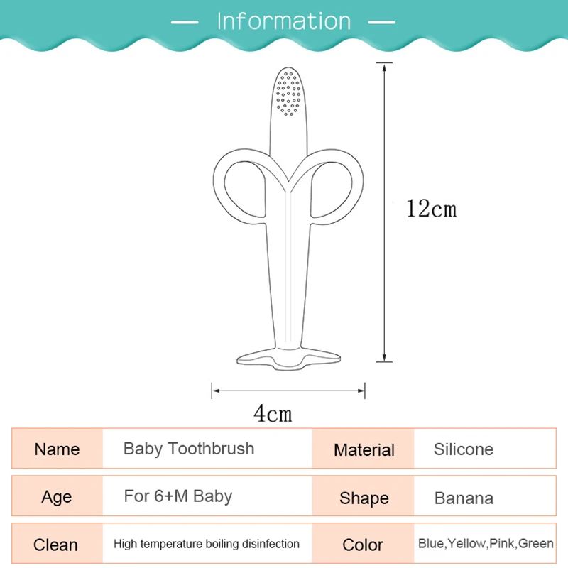 Детская силиконовая учебная зубная щетка BPA бесплатно в форме банана безопасный Прорезыватель жевать игрушки Прорезыватель кольцо для прорезывания зубов подарок для младенца жевание