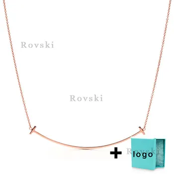 

XL TFX Rllen sterling silver rose gold large smile gemstone necklace is perfect for ladies party jewelry wholesale free shipping