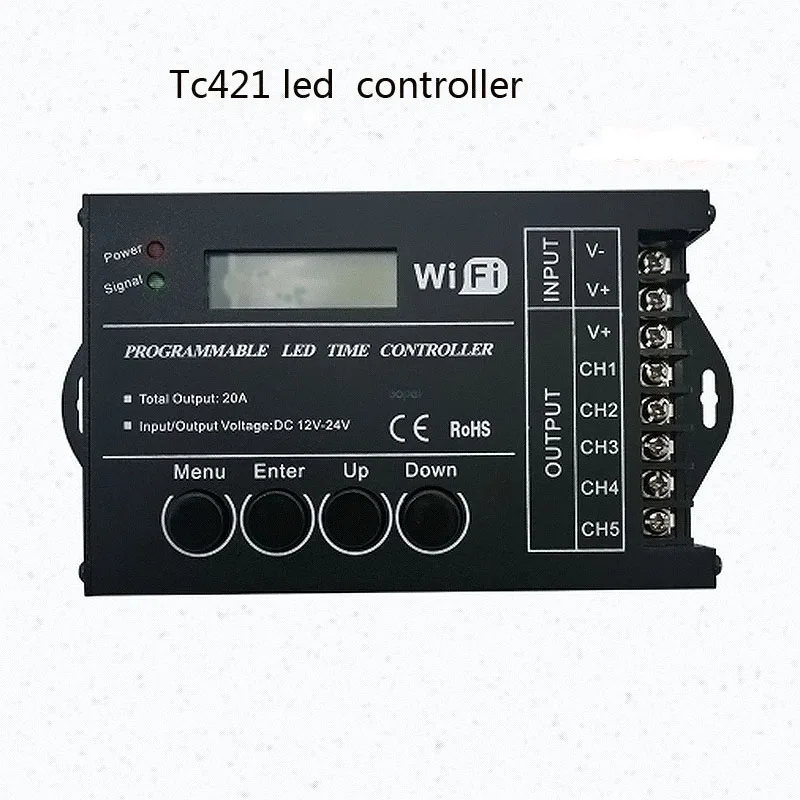 TC421 wifi WIF Время программируемый RGB светодиодный контроллер TC421 TC420 DC12V/24 V 5 каналов общий выход 20A общий анод программируемый светодиодный - Цвет: TC421 wifi