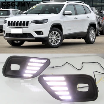 

CSGJMY 2PCS LED Daytime Running Light For Jeep Cherokee 2019 2020 Car Accessories Waterproof ABS 12V DRL Fog Lamp Decoration