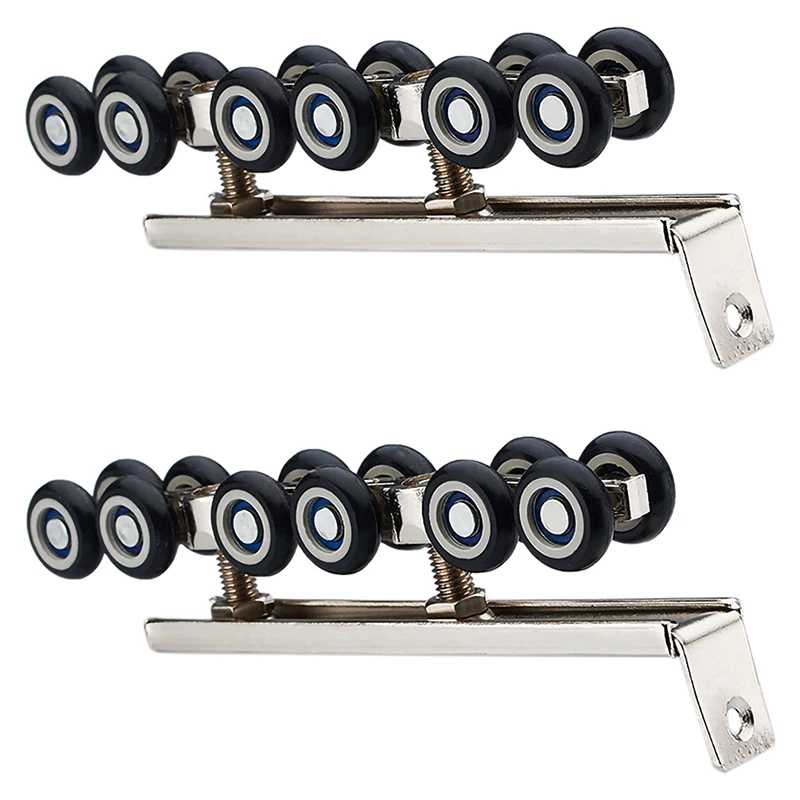 

1 Pair/Set Cold Rolled Steel Sliding Wooden Door Closet Hardware Kit Door Wheels Roller 12 Wheels Hangers Roller