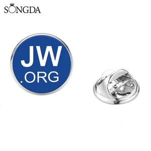 2019 JW Org Edelstahl Brosche Blau Jehovah der Zeugen Symbol Kragen Pins Glas Foto Cabochon Brosche Glauben Schmuck