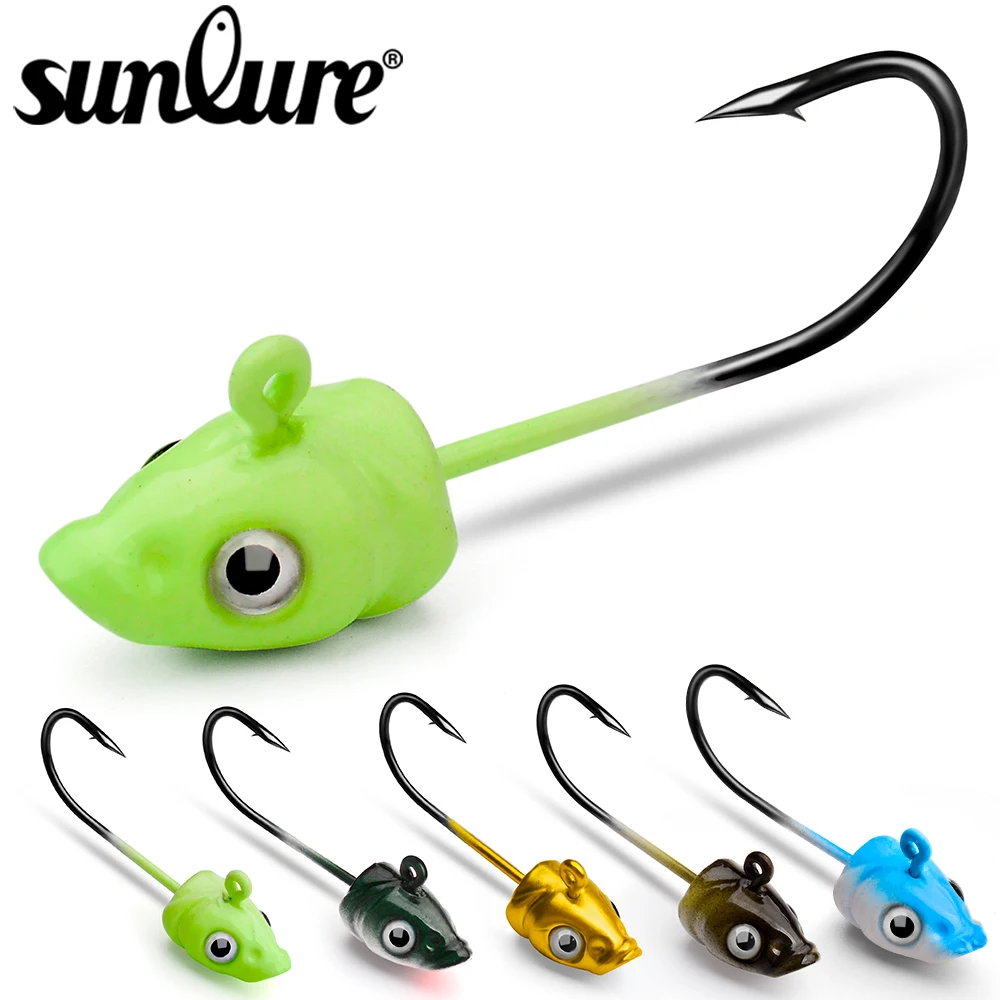 Sunlure 5pcs/lot JIG Head Hooks 3.5g 5g 7g Fishing Hooks Soft Pike Lure  Metal Jigs Fishhooks for Worm Bait Fishing Tackle