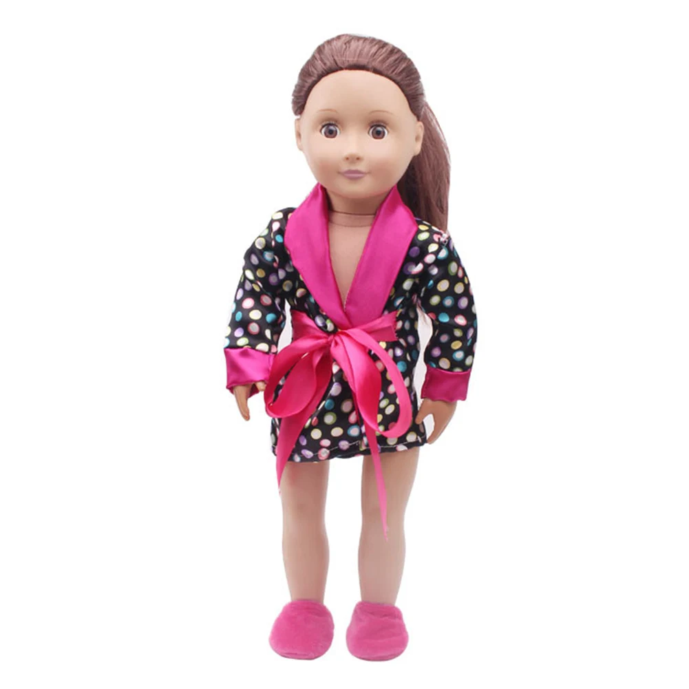 Комплект одежды для девочек из 4 предметов, детские мини-топы 18 дюймов+ штаны+ халаты+ тапочки, милые аксессуары ручной работы, Официальный подарок, сделай сам