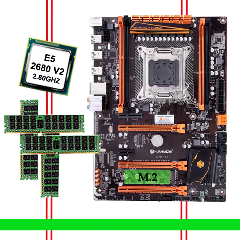 Best Price Discount computer hardware HUANANZHI Deluxe discount X79 motherboard with M.2 NVMe CPU Xeon E5 2680 V2 SR1A6 RAM 32G(4*8G) RECC