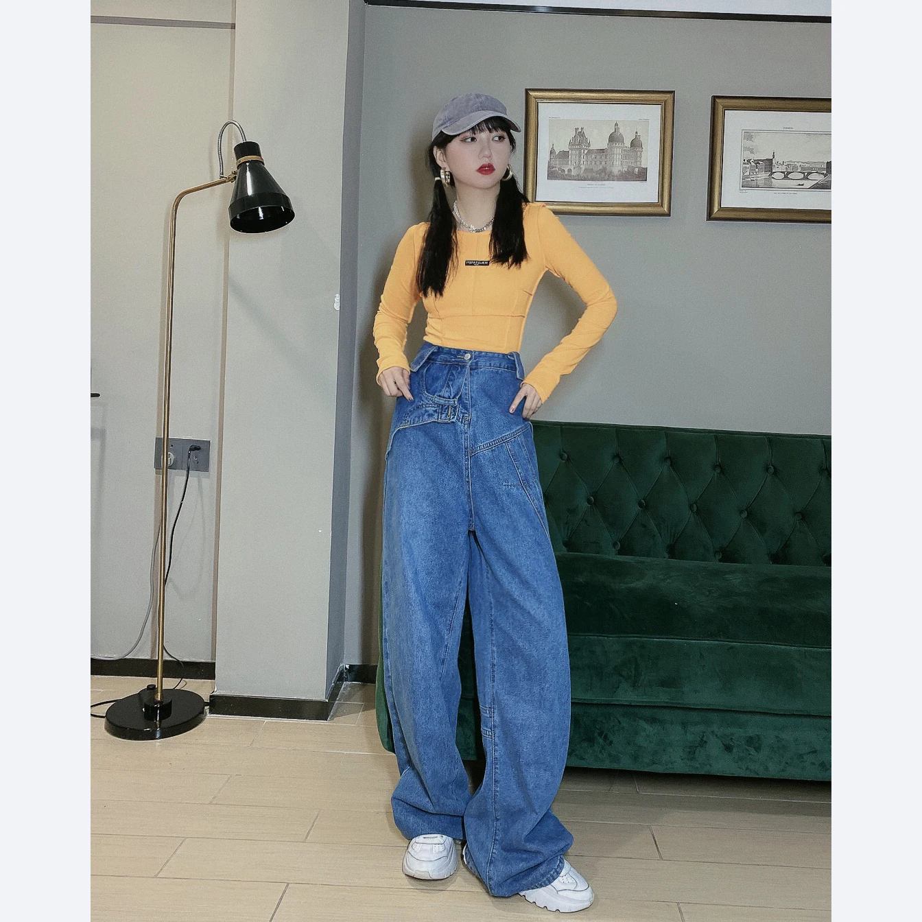 Wide leg jeans women's design feeling 