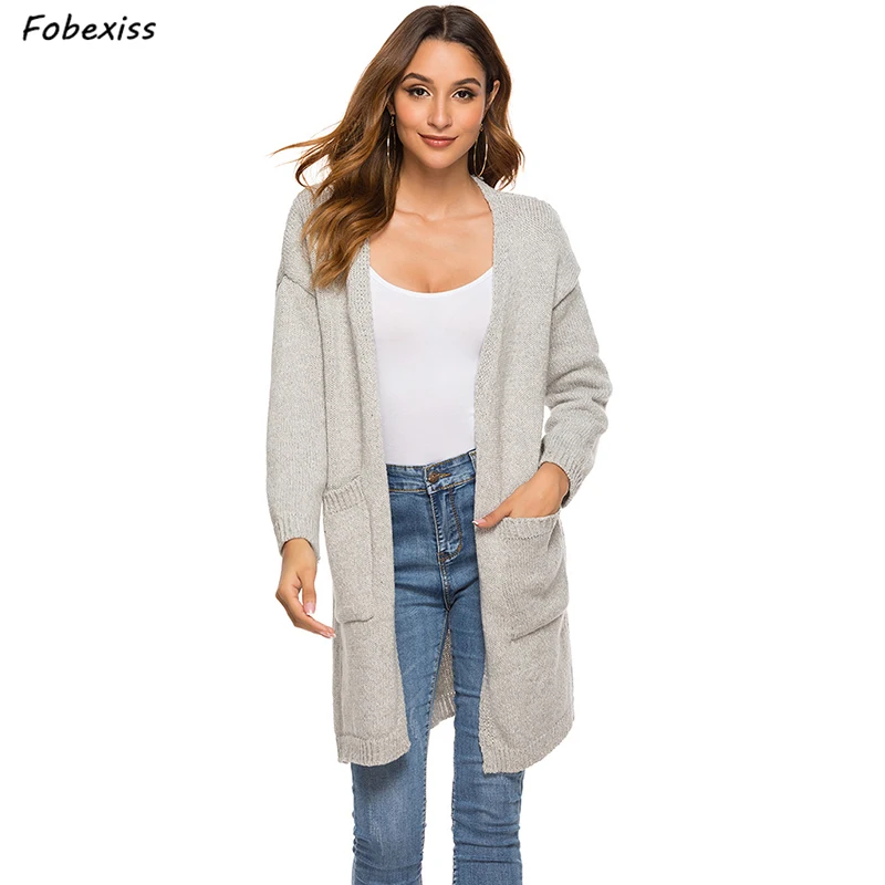 

Long Cardigan Korean Style Woman Solid Cardigan Sweater Autumn Winter Open Stitch Sweater Coat 2019 Hollow Out Knitted Sweater