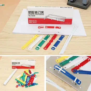 

50pcs / Set Color Plastic Binding Clip Strip Loose-leaf Paper Loose-leaf Fastener Stationery Clip Notebook Office Folder O4G8