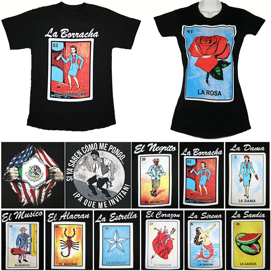 

Loteria T Shirt Mexico Mexican Flag El Borracho Funny Women Men Graphic Tee High Quality Tee Shirt