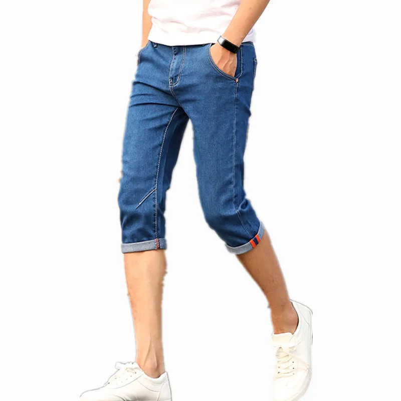 Мужские джинсовые шорты хорошего качества мужские короткие джинсы хлопковые однотонные прямые короткие джинсы мужские синие модные короткие джинсы