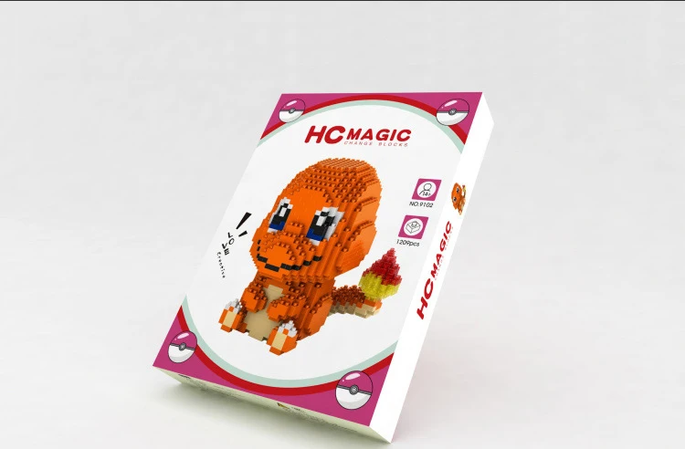 Аниме игра изображение poke micro diamond build block Pika snorlax Charmander Squirtle Eevee Bulbasaur nanobricks игрушки коллекция - Цвет: Charmander
