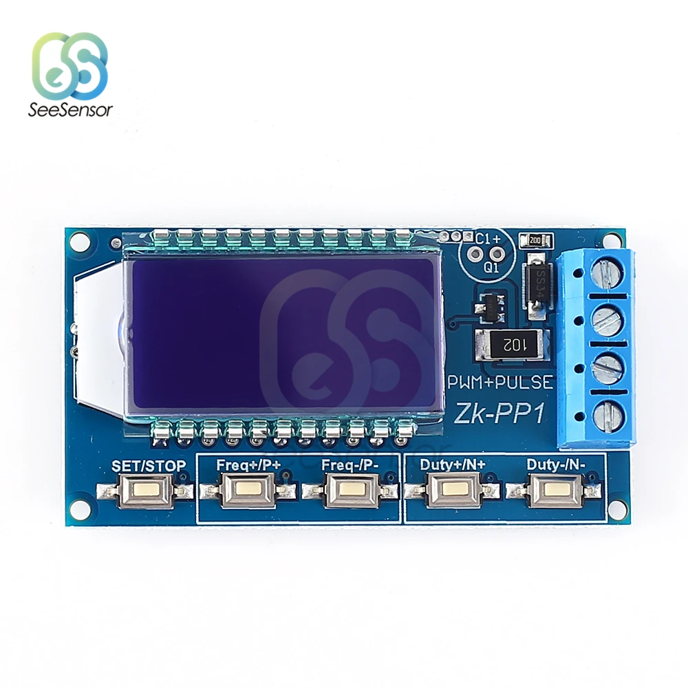 Adjustable PWM Pulse Signal Generator DC 3.3V-30V 1Hz-150KHz LCD Frequency Duty Cycle Square Wave with Anti-reverse Protection 3