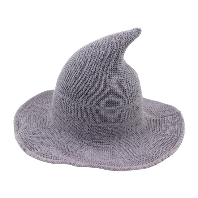 Light grey Современная шляпа ведьмы, Женская Складная остроконечная шерстяная шляпа, фетровые вечерние шапки на Хэллоуин, праздничная теплая осенне-зимняя шапка - Цвет: Light grey
