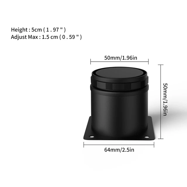 5-25cm black Adjustable Metal Furniture Legs,Stainless Steel Adjustable feet Replacement Leg for Sofa Chair Ottoman Cabinet 5cm