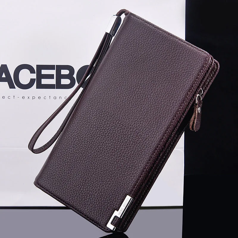 Korean Men's long hand wallet Trendy luxury wallets high quality multi-function clutch bag multi-card wallet large capacity bag - Цвет: coffee