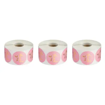 

3 Rolls Foil Gold Pink Styles Thank You DIY Bronzing Gift Adhesive Label Seal Baking Sticker Packaging Seal Label Party Supplies