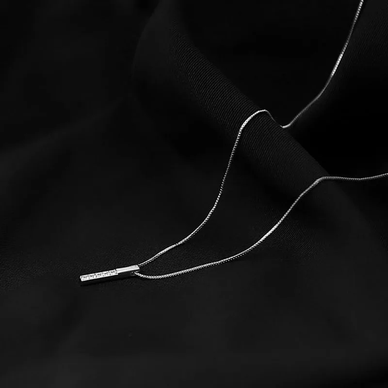 Hot Selling 925 Sterling Silver Necklace Simple Geometric Cubic Zircon Choker Shiny Exquisite Clavicle Chain For Women SNK003 - Image 4