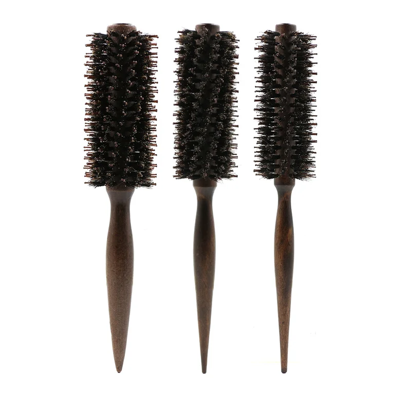 3 Sizes Hairdresser Wooden Round Brush Nylon Antistatic Hair Care