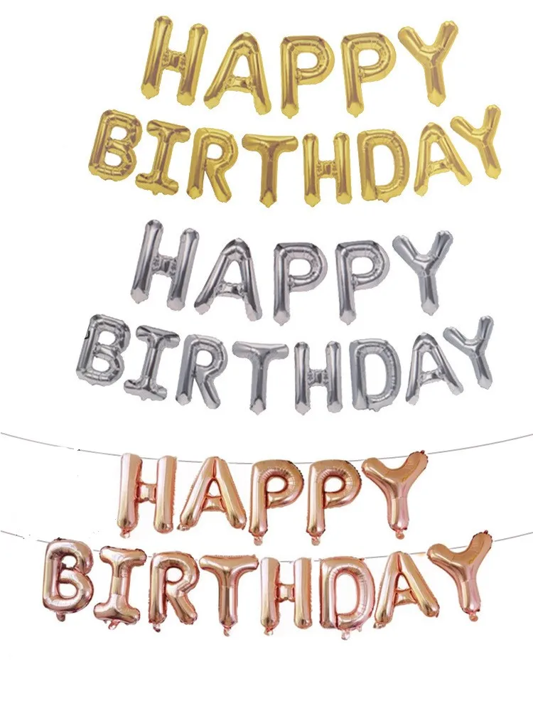 16 дюймов с надписью «Happy Birthday», пленка из алюминиевой фольги, шар для украшения дня рождения, воздушные шары, цветные, розовые, золотые, серебристые, розовые, синие