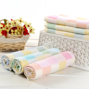 

Cotton Bath Towel Print Plaid Towel Woven Rectangle Big Towel Machine Washable Dobby Plaid Towel