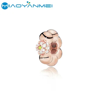 

Fit Original Pandora Bracelets 925 Sterling Silver Beads Rose Golden Bead Spacer Charm DIY Women Fashion Jewelry Gift