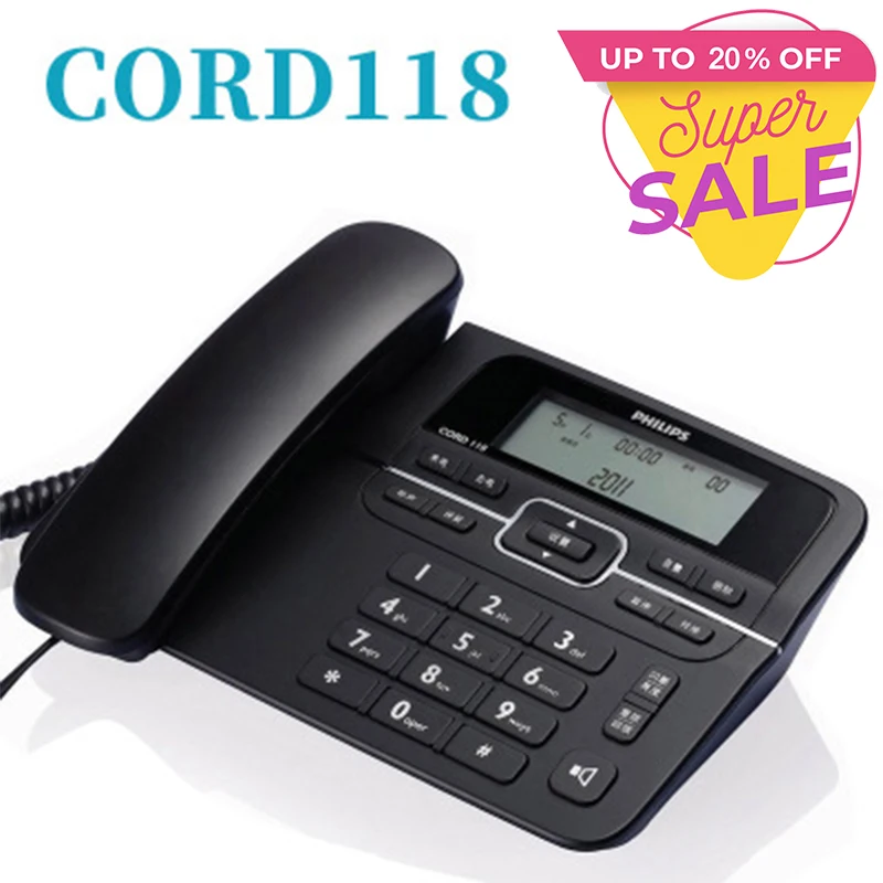 

telephone landline CORD118 No Battery HD Hands-Free Calling Dual Interface Cable Home Office Business Fixed Landline phone