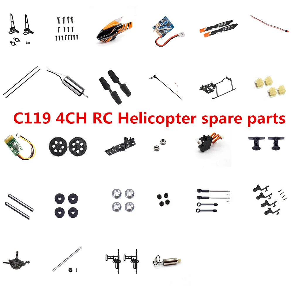 Rc Helicopter Spare Parts Propeller Gear Motor Blade Receiver C119