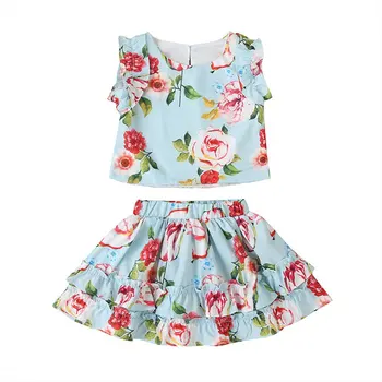 

New Girl's Clothing Skirt Suit Summer Printing Vest Short Skirt Suit Clothing European Fashion Girl Dress 9M-4Y