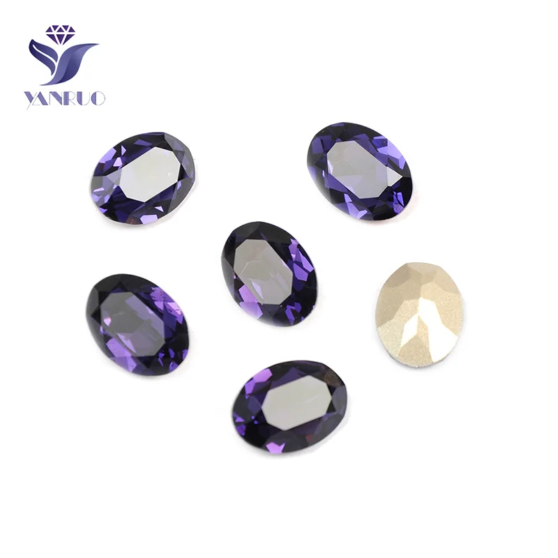 Purple Velvet Yanruo 4120 Овальный нашитые Стразы шила Стекло декоративные камни для пошив одежды Свадебные платья со стразами, украшенные декоративными камнями - Цвет: Purple Velvet