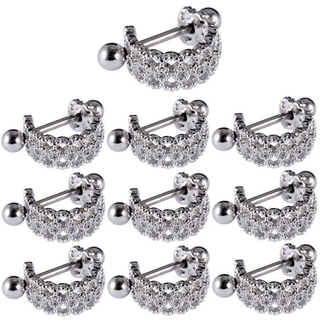 Surgical Steel Barbell CZ Gem Hoop Ear Tragus Cartilage Helix Earrings Ear Studs Ear Cuff Rook Woman Lobe Piercing Jewelry