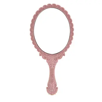 

Creative Retro Pattern Handle Makeup Mirror Makeup Mirror Portable Carry-On Lace Mirror Hand-Held Mirror
