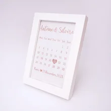 Персонализированные день рождения декор фоторамка на заказ имя невесты деревянный Свадебный календарь рамка с ногтей украшение стола