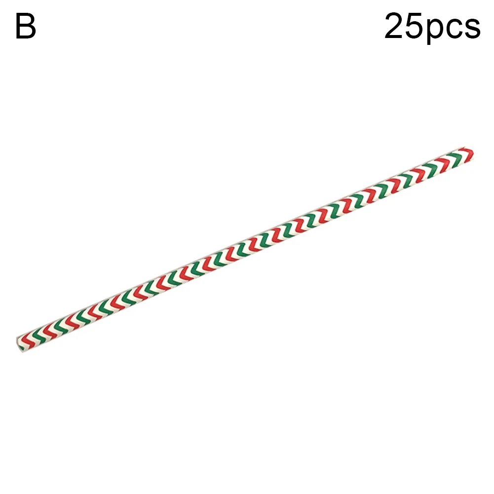 25 шт., Рождественская, в горошек, снежинка, дерево, печать, одноразовые бумажные соломинки для питья, Декор, посуда - Цвет: B
