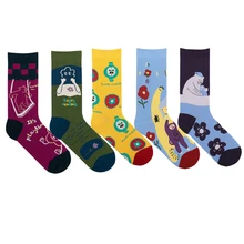 Забавные женские хлопковые носки в стиле Харадзюку с оригинальным рисунком, 5 пар в партии, милые носки унисекс