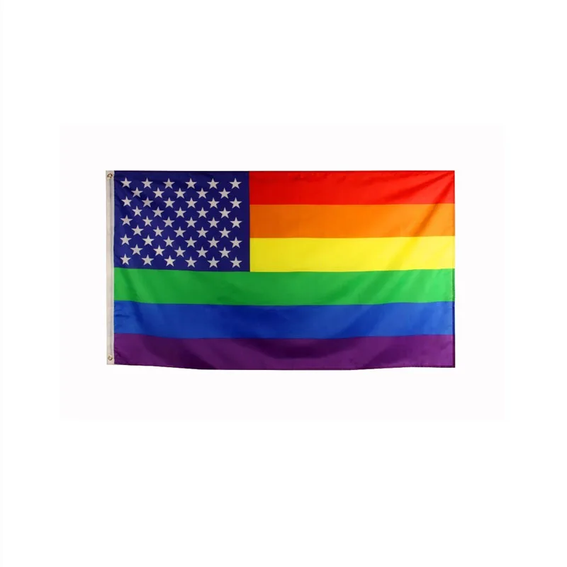 

johnin hanging 90*150cm LGBT homosexual us american gay pride rainbow Flag 3 x 5 For Decoration