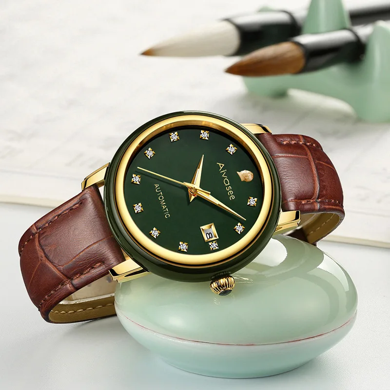 Новинка 2020 роскошные Брендовые мужские часы модные женские Hetian Jade со стразами