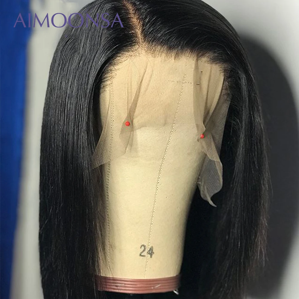 Undetectable Lace Wig Straight Lace Front Wig 150 Density Human Hair Bob Wigs Natural hairline 13x6 Deep Part Remy Aimoonsa