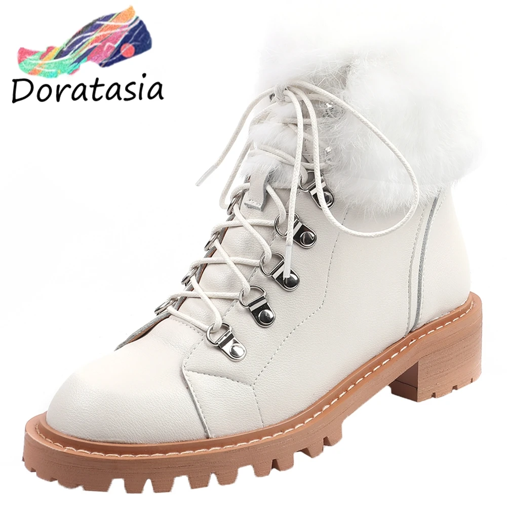 

DORATASIA New Brand Design Platform Booties Ladies High Quality Genuine Leather Ankle Boots Women 2019 Med Heels Shoes Woman