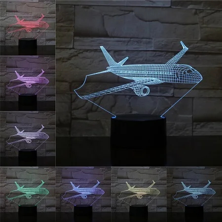 Airliner 3D визуальная Настольная лампа с сенсорным управлением атмосферное Освещение день рождения праздник подарки крутая комната для мальчиков Декор Поддержка usb зарядка - Испускаемый цвет: E