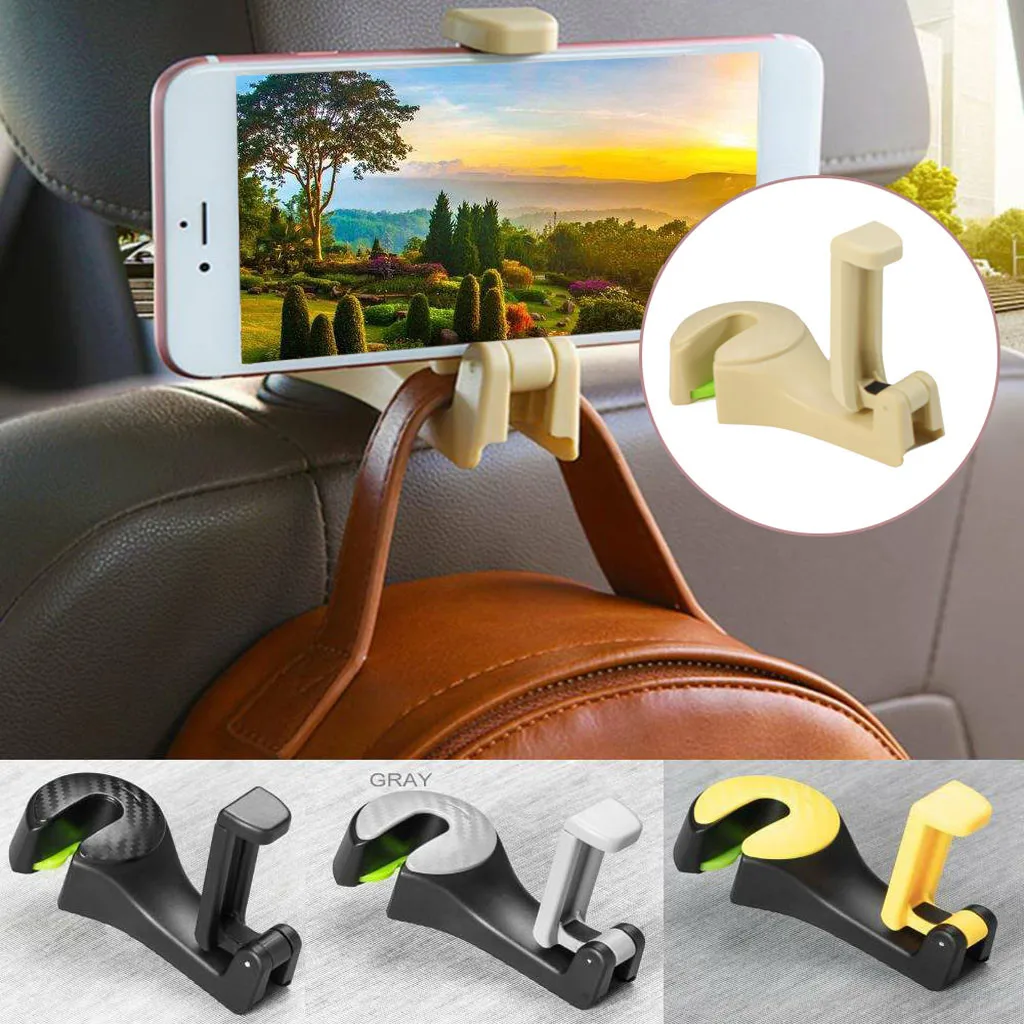

2 in 1 Car Back Seat Hidden Hook Phone Holder Bracket Mobile