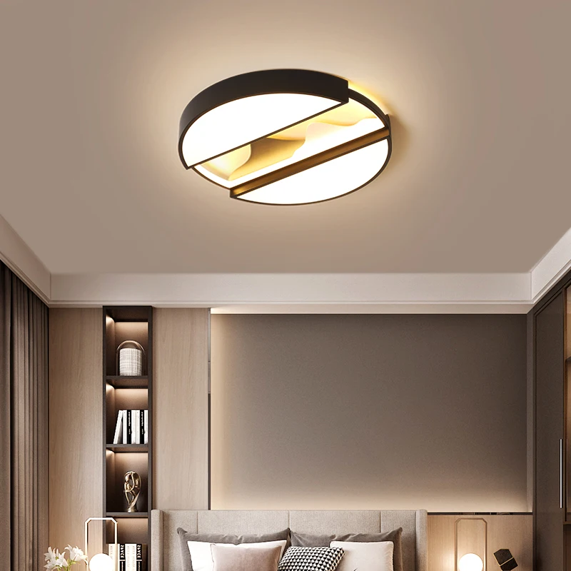 

Modern Minimalist Round LED Ceiling Lamp for Bedroom Living Room Kitchen Study Black Ceiling Mount Lamp