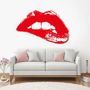 

Beauty Girl Red Sexy Lips Pattern Wall Sticker Vinyl Home Decor Girls Room Decals Make Up Fashion Cosmetics Shop Wallpaper A618