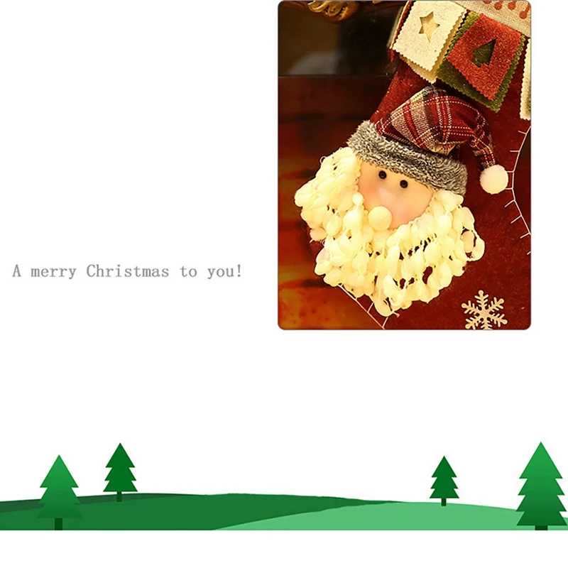Christmas Stocking Santa Elk Snowman Candy Bag Gift Bag Christmas Socks With Rope Hanging Xmas Tree Ornament Pendant