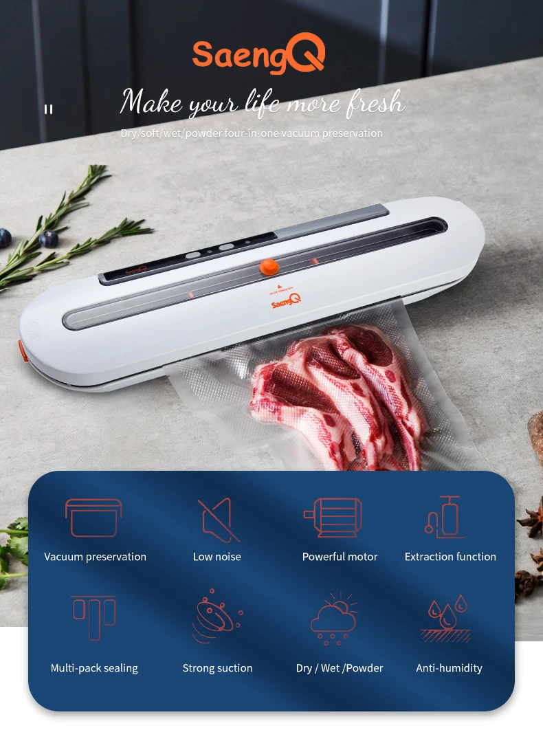 Automatic food vacuum sealer with 10pcs bags for commercial and household use