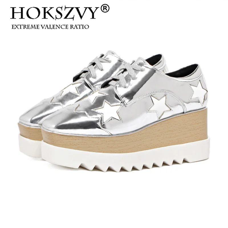 Женские повседневные туфли HOKSVZY коричневые оксфорды на платформе и каблуке