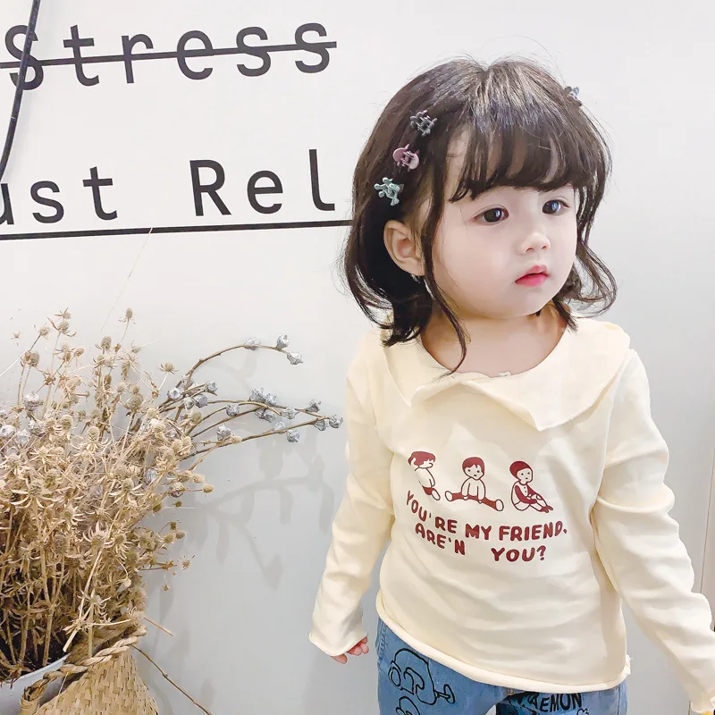 

Autumn Toddler Baby T-shirt for Kids Girls Long Sleeve Tee Tops Soft Solid Kids Tees Candy Color Baby Girls Cotton 2-6T T-Shirts