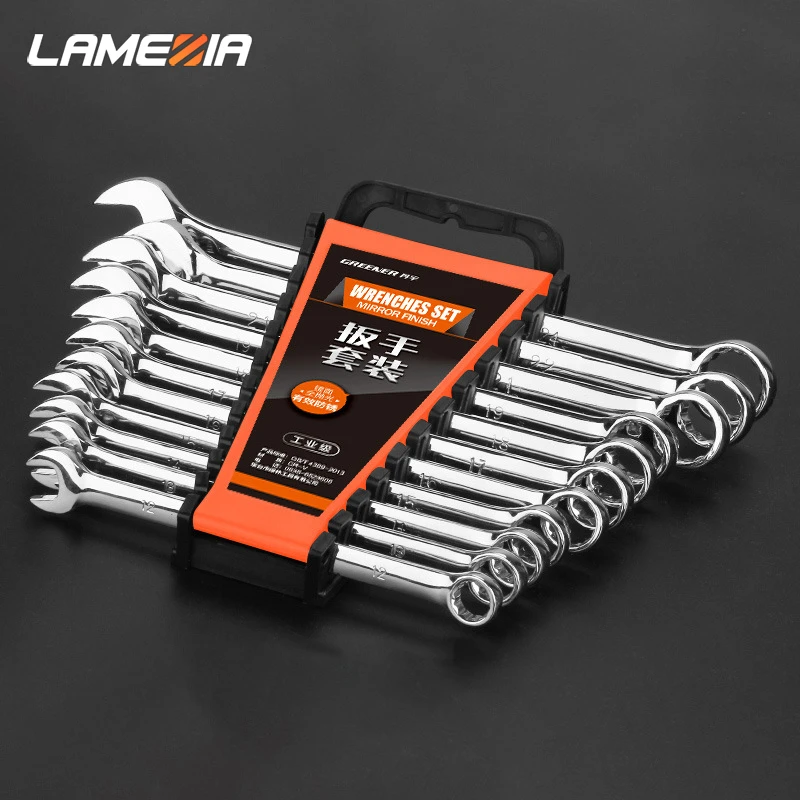 LAMEZIA Chrome Vanadium Steel Double End Ratchet Handle Wrench Combination Spanner Set OpenEndWrench